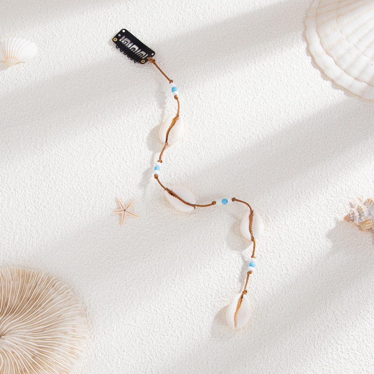 Bohemia Conch Seed Beaded Chain Hair Clip - ArtGalleryZen
