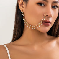 Thumbnail for Bohemia Crystal Tassel Nose To Ear Chain - ArtGalleryZen