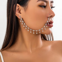 Thumbnail for Bohemia Crystal Tassel Nose To Ear Chain - ArtGalleryZen