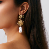 Thumbnail for Bohemia Dangling Sun Pearl Earrings - ArtGalleryZen
