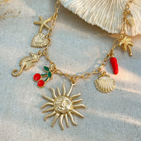 Thumbnail for Bohemia Enamel Cherry Sun Starfish Heart Tassel Necklace - ArtGalleryZen
