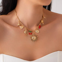 Thumbnail for Bohemia Enamel Cherry Sun Starfish Heart Tassel Necklace - ArtGalleryZen