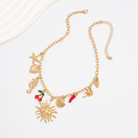 Thumbnail for Bohemia Enamel Cherry Sun Starfish Heart Tassel Necklace - ArtGalleryZen