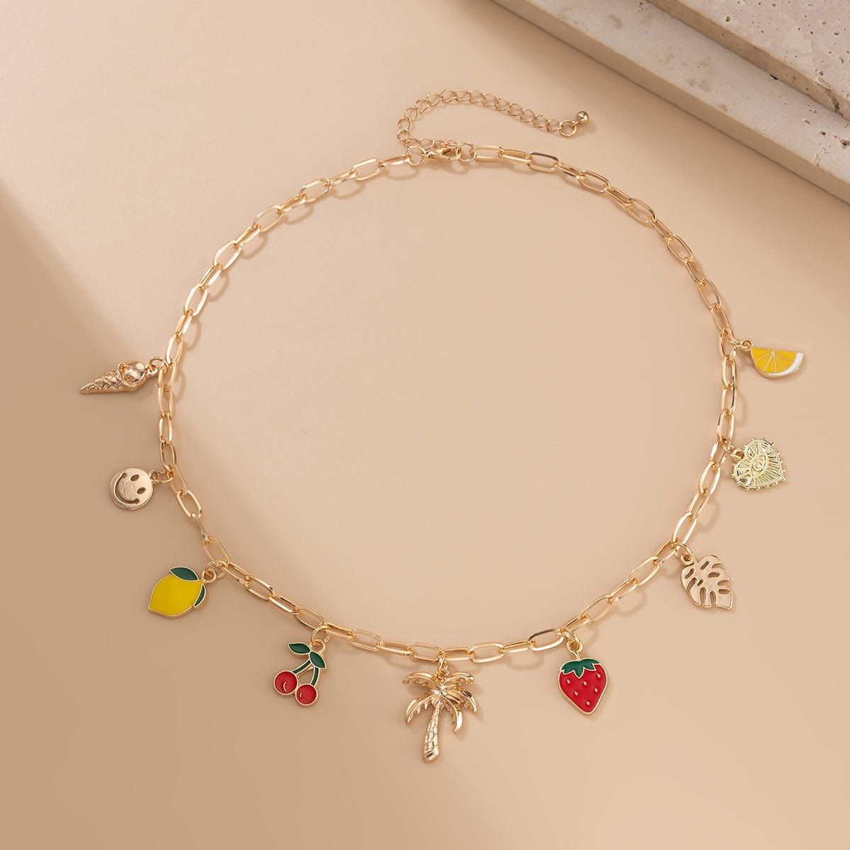 Bohemia Enamel Fruit Coconut Tree Heart Charm Necklace - ArtGalleryZen