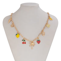 Thumbnail for Bohemia Enamel Fruit Coconut Tree Heart Charm Necklace - ArtGalleryZen