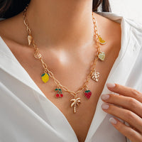 Thumbnail for Bohemia Enamel Fruit Coconut Tree Heart Charm Necklace - ArtGalleryZen