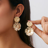 Thumbnail for Bohemia Gold Silver Plated Sunflower Dangle Earrings - ArtGalleryZen