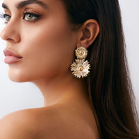 Thumbnail for Bohemia Gold Silver Plated Sunflower Dangle Earrings - ArtGalleryZen