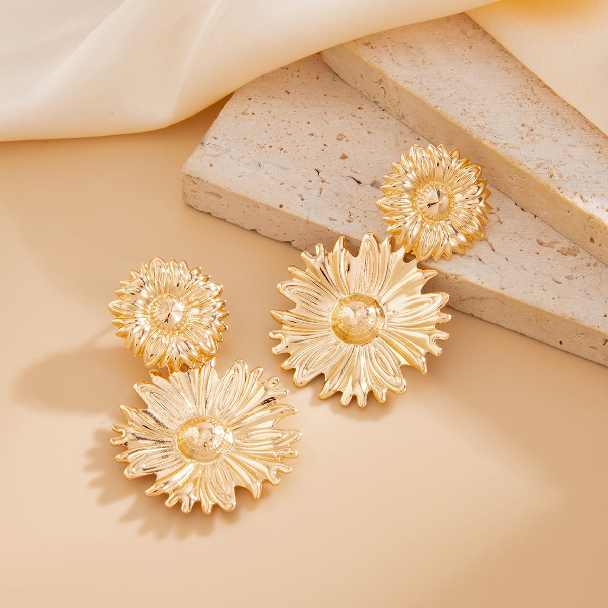 Bohemia Gold Silver Plated Sunflower Dangle Earrings - ArtGalleryZen