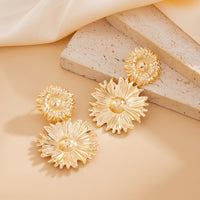 Thumbnail for Bohemia Gold Silver Plated Sunflower Dangle Earrings - ArtGalleryZen