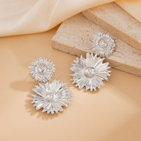 Thumbnail for Bohemia Gold Silver Plated Sunflower Dangle Earrings - ArtGalleryZen