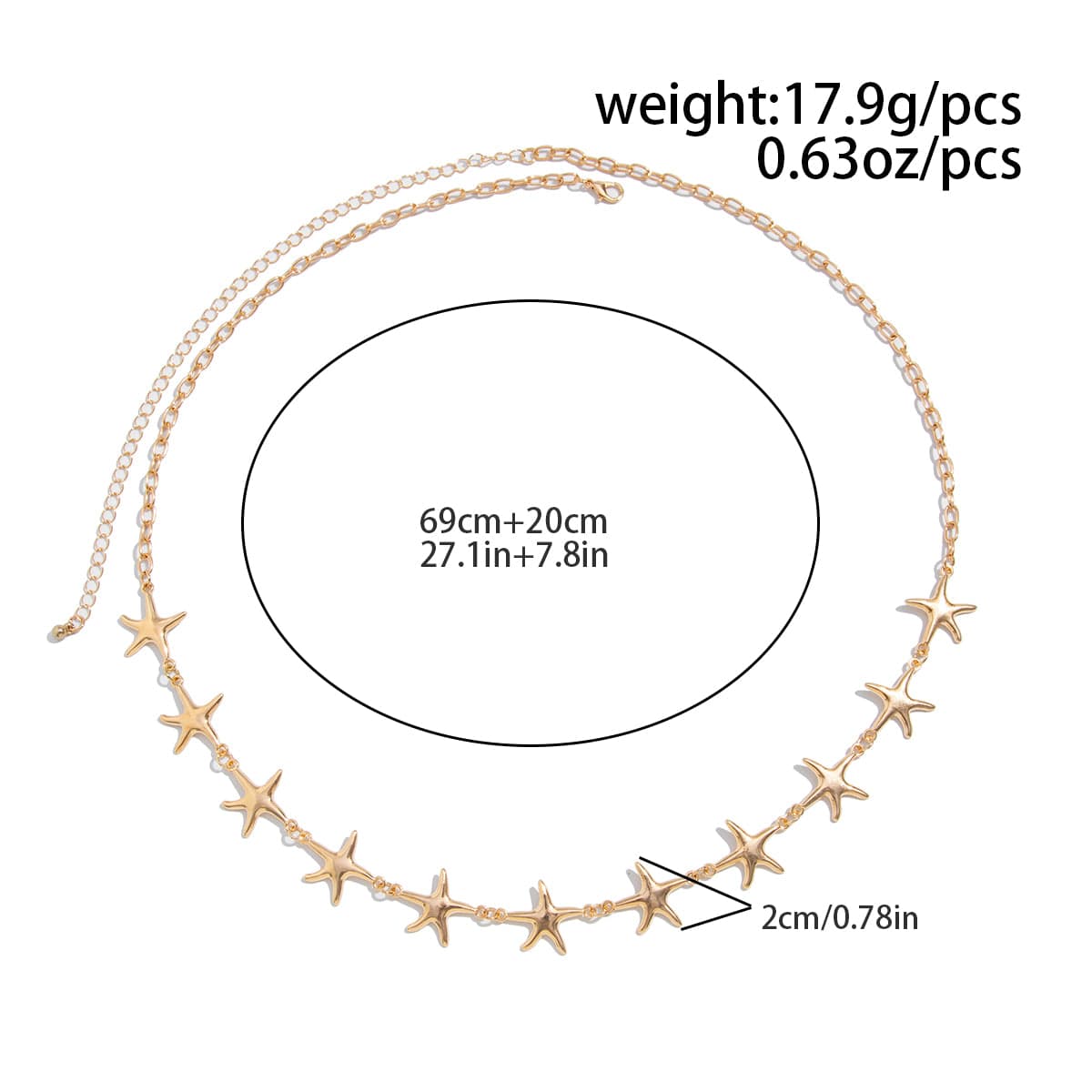 Bohemia Gold Silver Tone Starfish Waist Chain - ArtGalleryZen