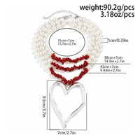 Thumbnail for Bohemia Layered Turquoise Pearl Chain Heart Pendant Choker Necklace - ArtGalleryZen