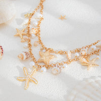 Thumbnail for Bohemia Layered Pearl Conch Starfish Charm Waist Chain - ArtGalleryZen