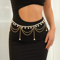 Thumbnail for Bohemia Layered Pearl Tassel Curb Waist Chain - ArtGalleryZen