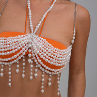 Thumbnail for Bohemia Layered Pearl Tassel Halter Top Backless Body Chain Bra - ArtGalleryZen