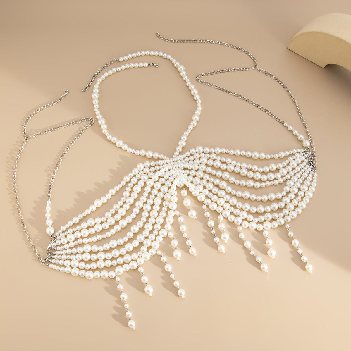 Bohemia Layered Pearl Tassel Halter Top Backless Body Chain Bra - ArtGalleryZen
