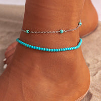 Thumbnail for Bohemia Layered Seed Beaded Turquoise Anklet Set - ArtGalleryZen