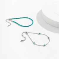 Thumbnail for Bohemia Layered Seed Beaded Turquoise Anklet Set - ArtGalleryZen