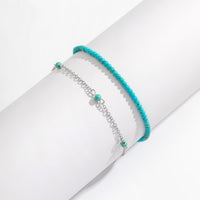 Thumbnail for Bohemia Layered Seed Beaded Turquoise Anklet Set - ArtGalleryZen
