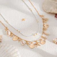 Thumbnail for Bohemia Layered Shell Starfish Charm Seed Beaded Belly Chain Set - ArtGalleryZen