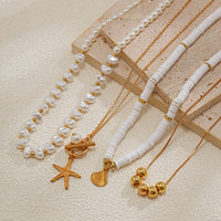 Thumbnail for Bohemia Layered Shell Starfish Pendant Pearl Chain Necklace Set - ArtGalleryZen