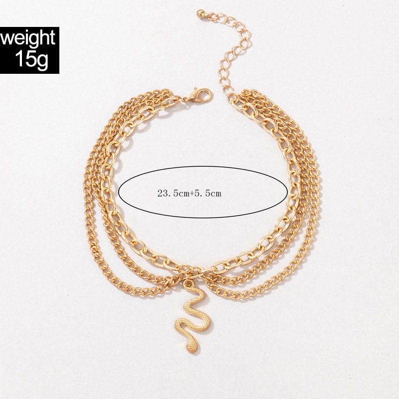 Bohemia Layered Snake Anklet - ArtGalleryZen