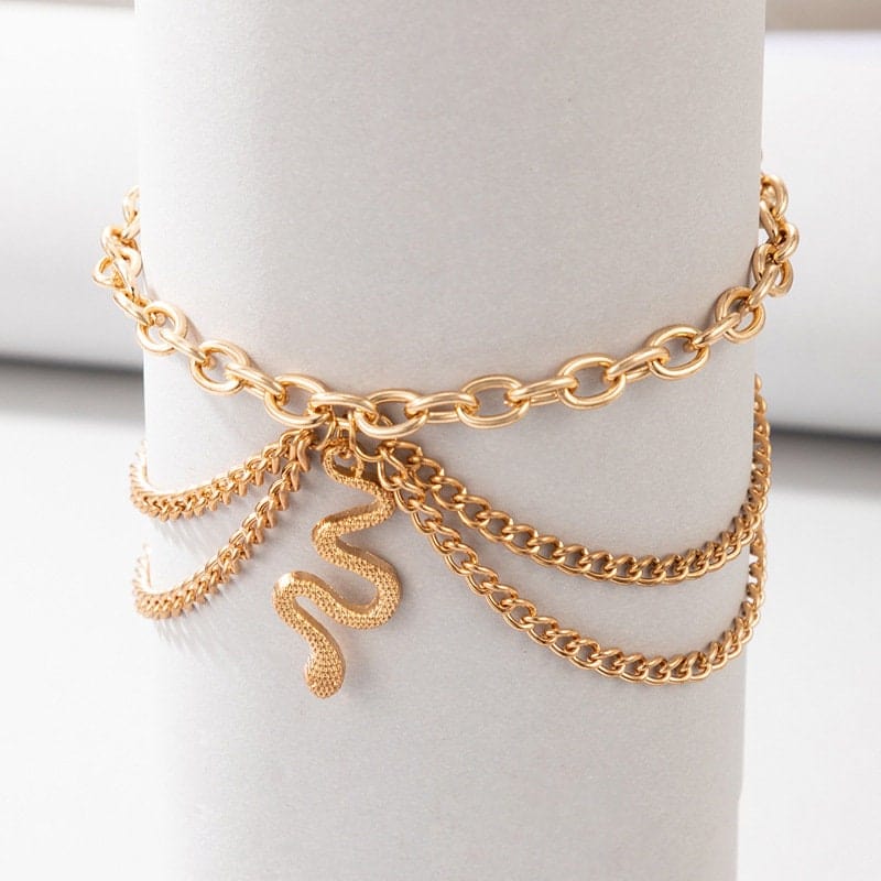 Bohemia Layered Snake Anklet - ArtGalleryZen