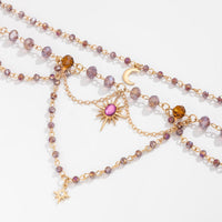 Thumbnail for Bohemia Layered Sun Moon Star Pendant Crystal Chain Necklace - ArtGalleryZen