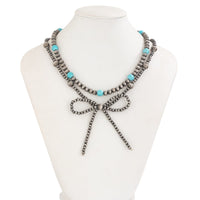Thumbnail for Bohemia Layered Turquoise Beaded Bowknot Necklace Set - ArtGalleryZen