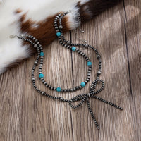 Thumbnail for Bohemia Layered Turquoise Beaded Bowknot Necklace Set - ArtGalleryZen