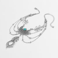 Thumbnail for Bohemia Layered Turquoise Inlaid Feather Pendant Arm Chain - ArtGalleryZen