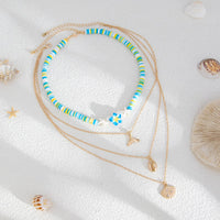 Thumbnail for Bohemia Mermaid Shell Starfish Flower Pendant Polymer Clay Necklace Set - ArtGalleryZen