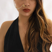 Thumbnail for Bohemia No Piercing Nose To Ear Pearl Chain - ArtGalleryZen