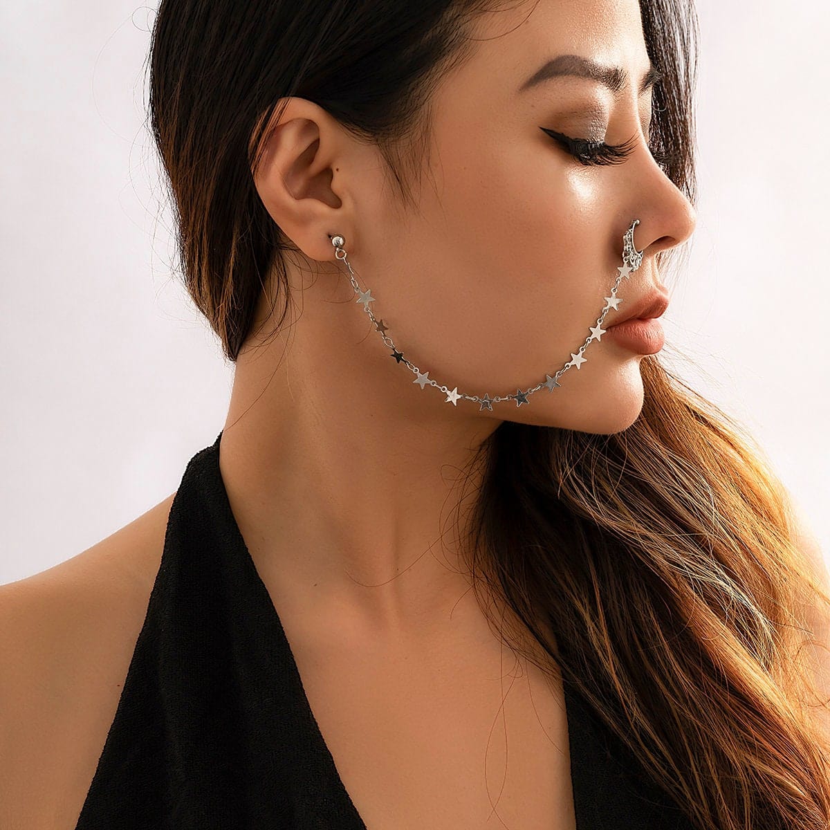 Bohemia No Piercing Nose To Ear Star Chain - ArtGalleryZen
