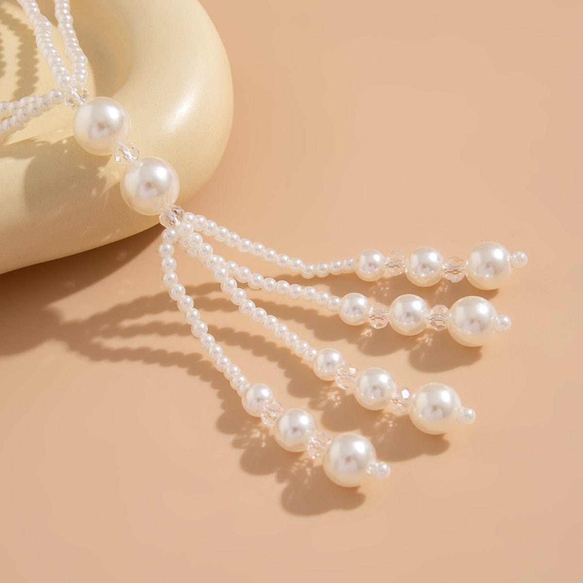 Bohemia Pearl Crystal Tassel Long Chain Y Necklace - ArtGalleryZen