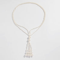Thumbnail for Bohemia Pearl Crystal Tassel Long Chain Y Necklace - ArtGalleryZen