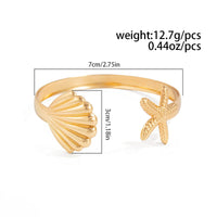 Thumbnail for Bohemia Shell Starfish Open Bangle Bracelet - ArtGalleryZen