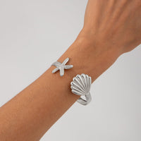 Thumbnail for Bohemia Shell Starfish Open Bangle Bracelet - ArtGalleryZen