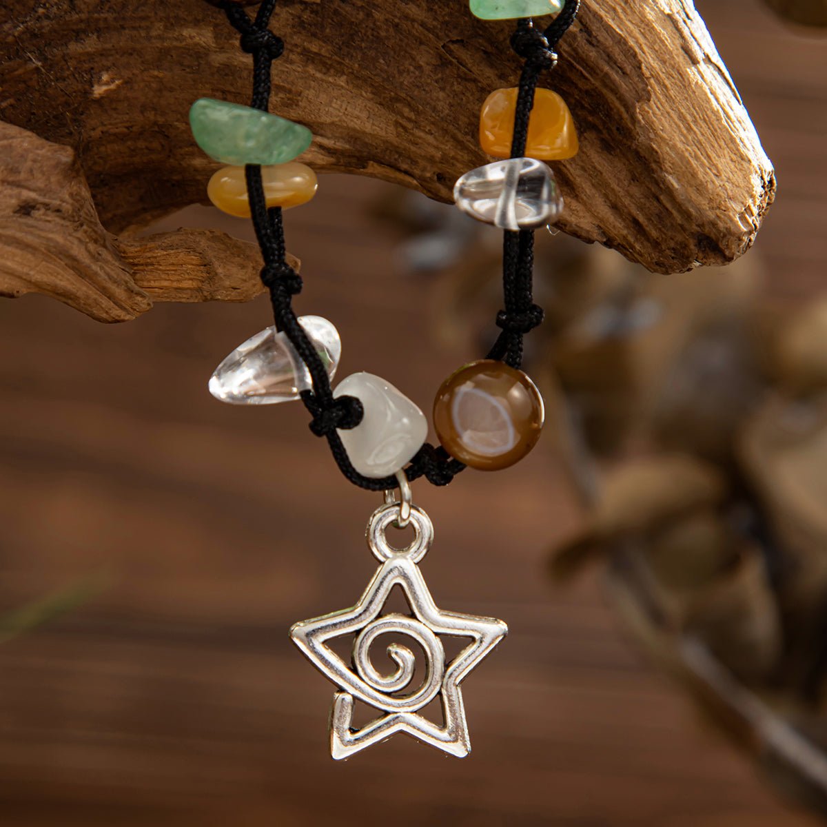 Bohemia Star Charm Turquoise Stone Wax Cord Bracelet - ArtGalleryZen