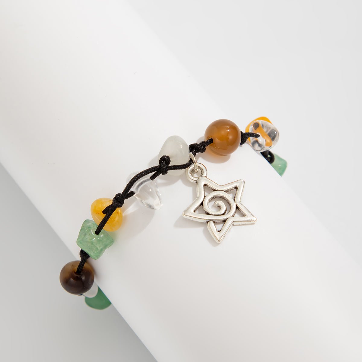 Bohemia Star Charm Turquoise Stone Wax Cord Bracelet - ArtGalleryZen