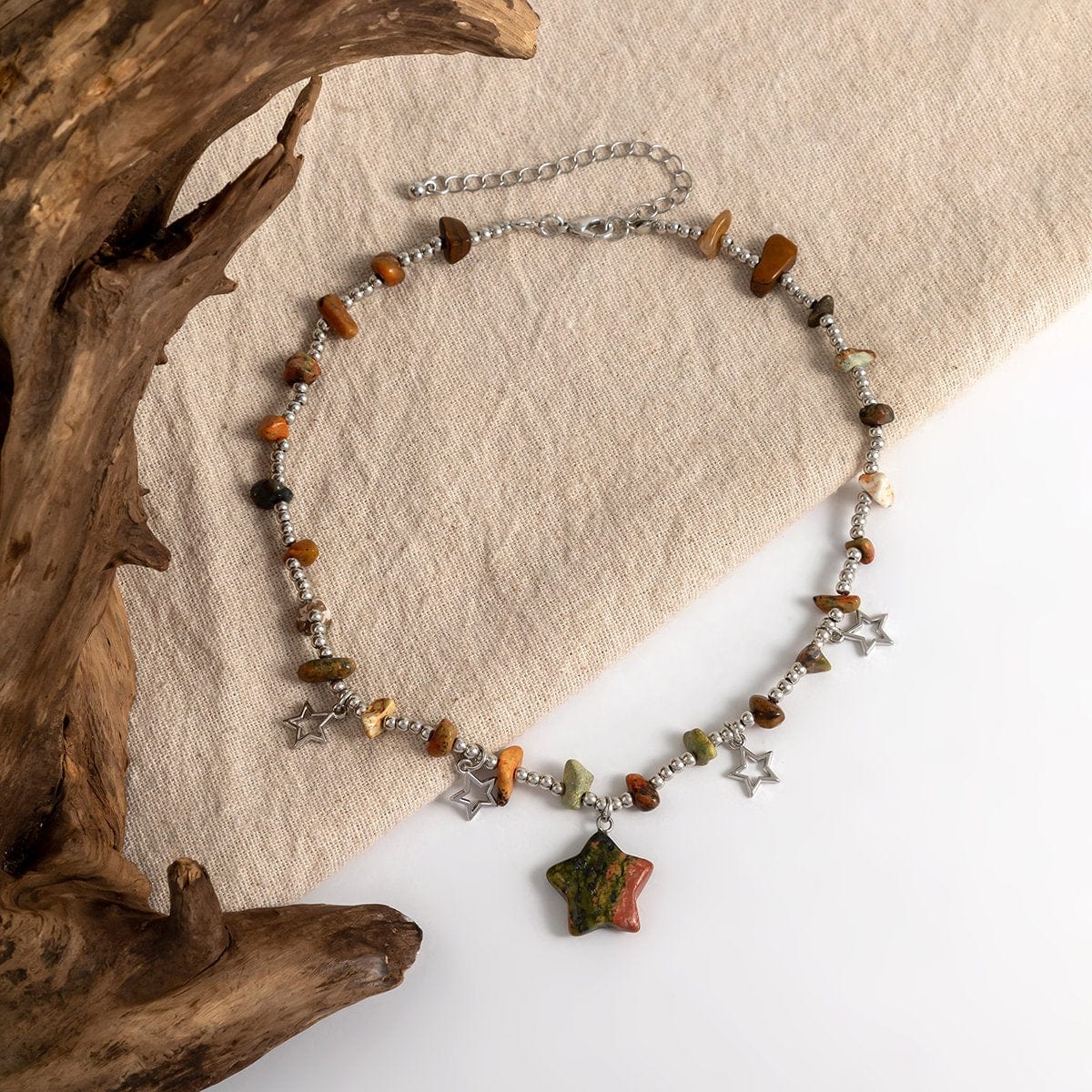 Bohemia Star Tassel Turquoise Stone Choker Necklace - ArtGalleryZen