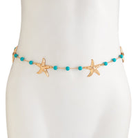 Thumbnail for Bohemia Textured Starfish Turquoise Waist Chain - ArtGalleryZen