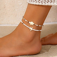 Thumbnail for Bohemia Turtle Starfish Charm Seed Beaded Anklet Set - ArtGalleryZen