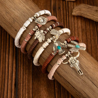 Thumbnail for Bohemian 6pcs Cactus Cowboy Hat Charm Polymer Clay Beaded Bracelet Set - ArtGalleryZen