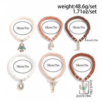Thumbnail for Bohemian 6pcs Cactus Cowboy Hat Charm Polymer Clay Beaded Bracelet Set - ArtGalleryZen