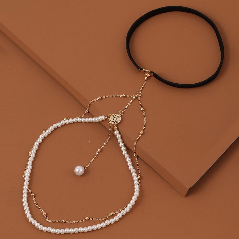 Bohemian Layered Beaded Pearl Elastic Thigh Leg Chain - ArtGalleryZen
