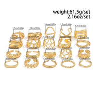 Thumbnail for Boho 20pcs Glossy Hollow Heart Wide Ring Set - ArtGalleryZen