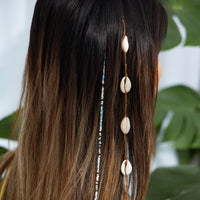 Thumbnail for Boho 2pcs Conch Seed Beaded Chain Hair Clip Set - ArtGalleryZen