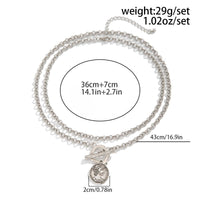 Thumbnail for Boho 2pcs Pattern Round Disk Pendant Curb Chain Necklace Set - ArtGalleryZen